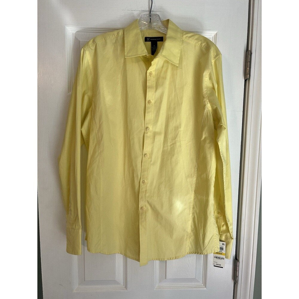 INC International Concepts Men's M Button Down Shirt Yellow Long Sleeve NWT